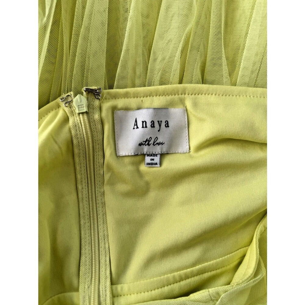 Anaya cut-out puff sleeve women midi dress in light yellow green size 10 - Picture 5 of 13